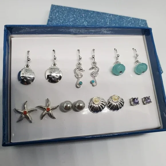 Ocean Themed Earrings - 7 Pairs Sea Themed in a Box - Picture 3 of 3